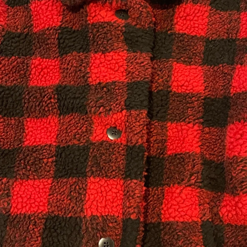 Gap kids sherpa plaid coat girls size‎ XL NWT red/black